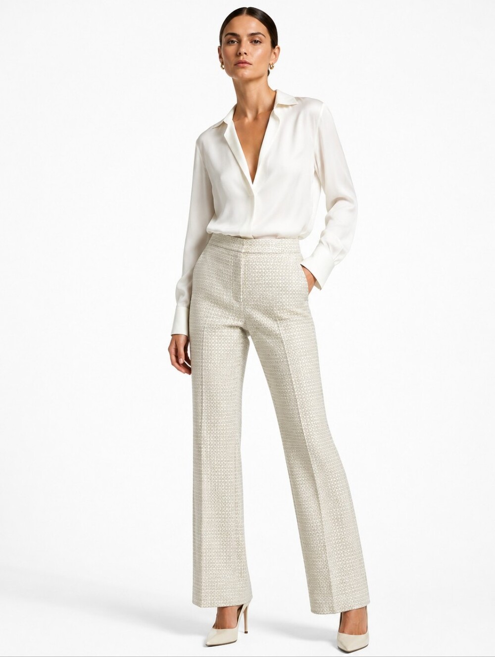 ​Stella McCartney Geometric Jacquard Silk Blend Tailored Trousers Sz. IT 40 US 4
